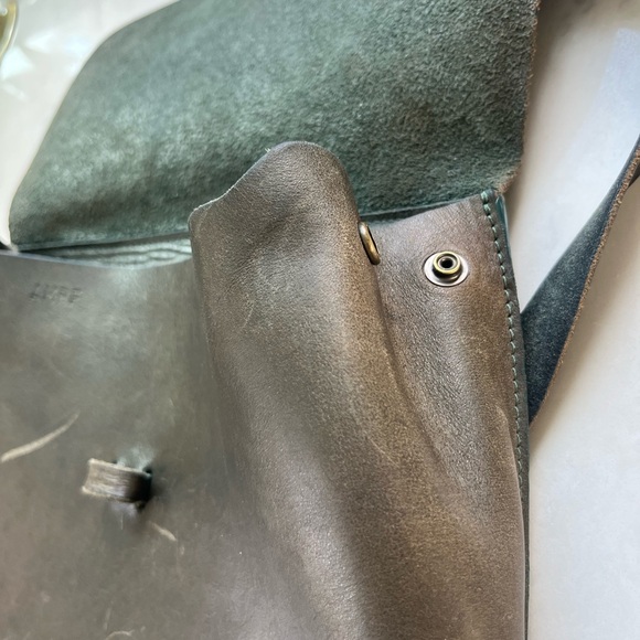 Infinity Firenze Leather Backpack Bag - Made in Italy - Olive Green - Picture 4 of 7